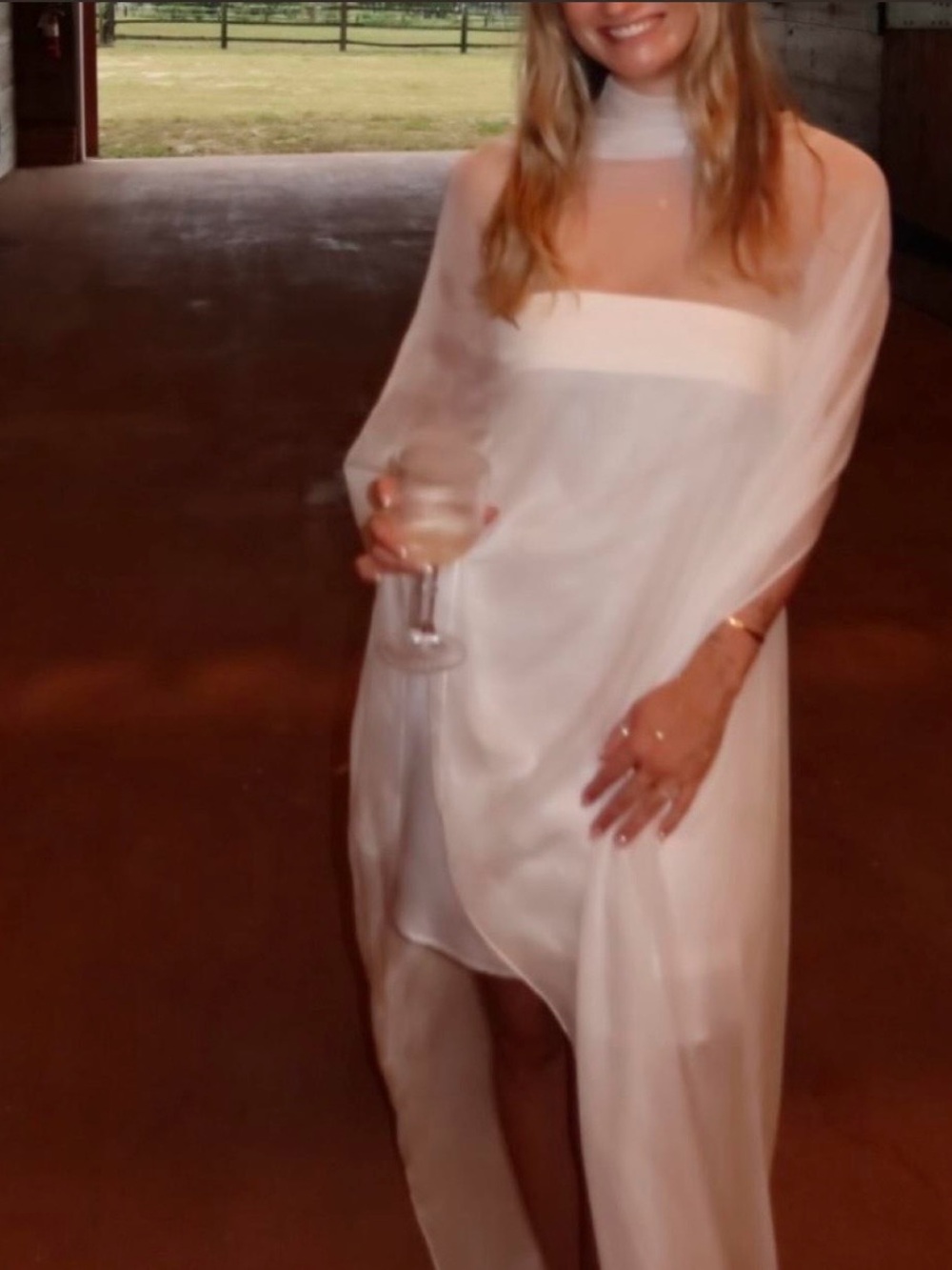 Elegant White Semi-Sheer Overlay Dress